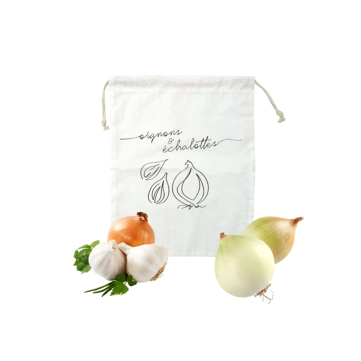 Sac de conservation pour oignons et échalottes en coton Eco Friendly F