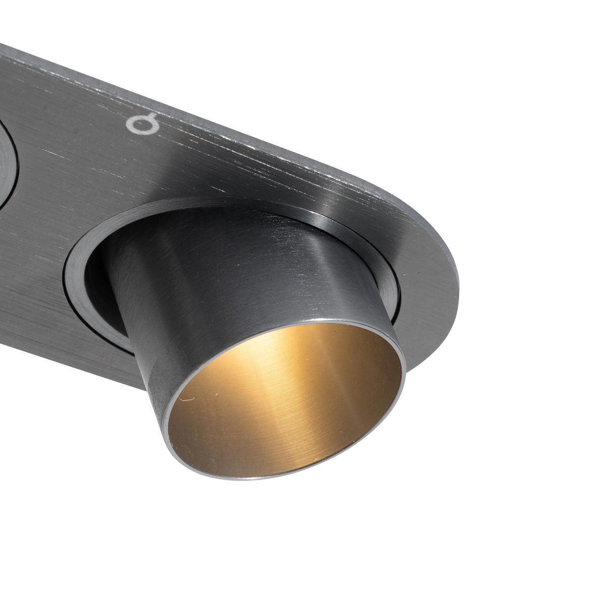 Afgeronde inbouwspot gunmetal GU10 35mm kantelbaar 2-lichts - Installa
