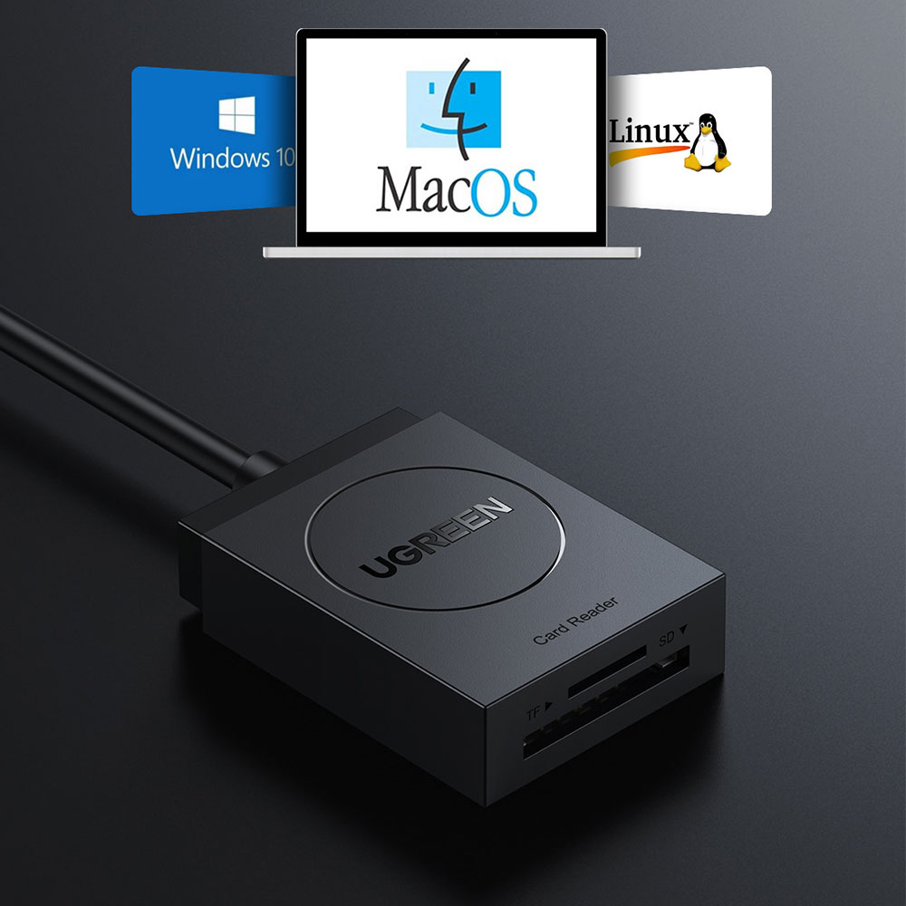 2in1 USB 3.0 Card Reader Kartenlesegerät für SD & MicroSD Speicherkarten mit 5 Gbit/s - Schwarz