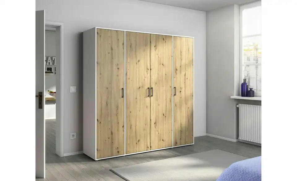Drehtürenschrank Absetzung: Weiß 187 cm 4 Stück