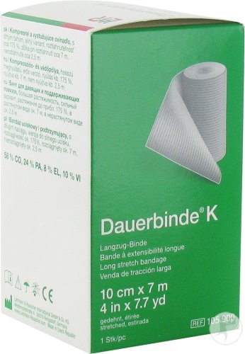 Lohmann & Rauscher Dauerbinde K Bande À Extensibilité Longue 7m x 10cm Pièce 1 (105900)