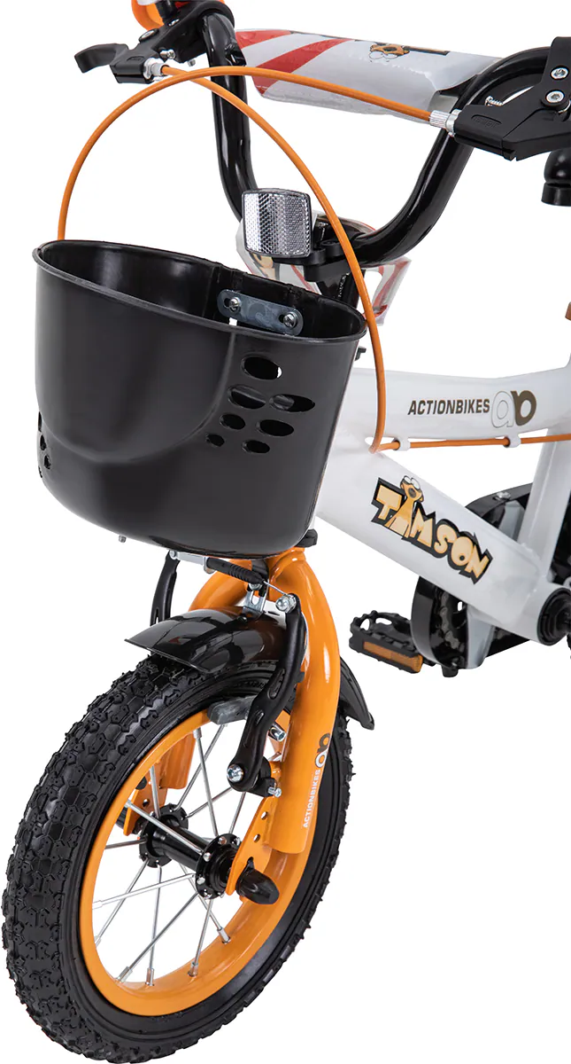 Actionbikes Kinderfahrrad Timson 12 Zoll, V-Brake-Bremsen, höhenverstellbar, Stützräder, Korb