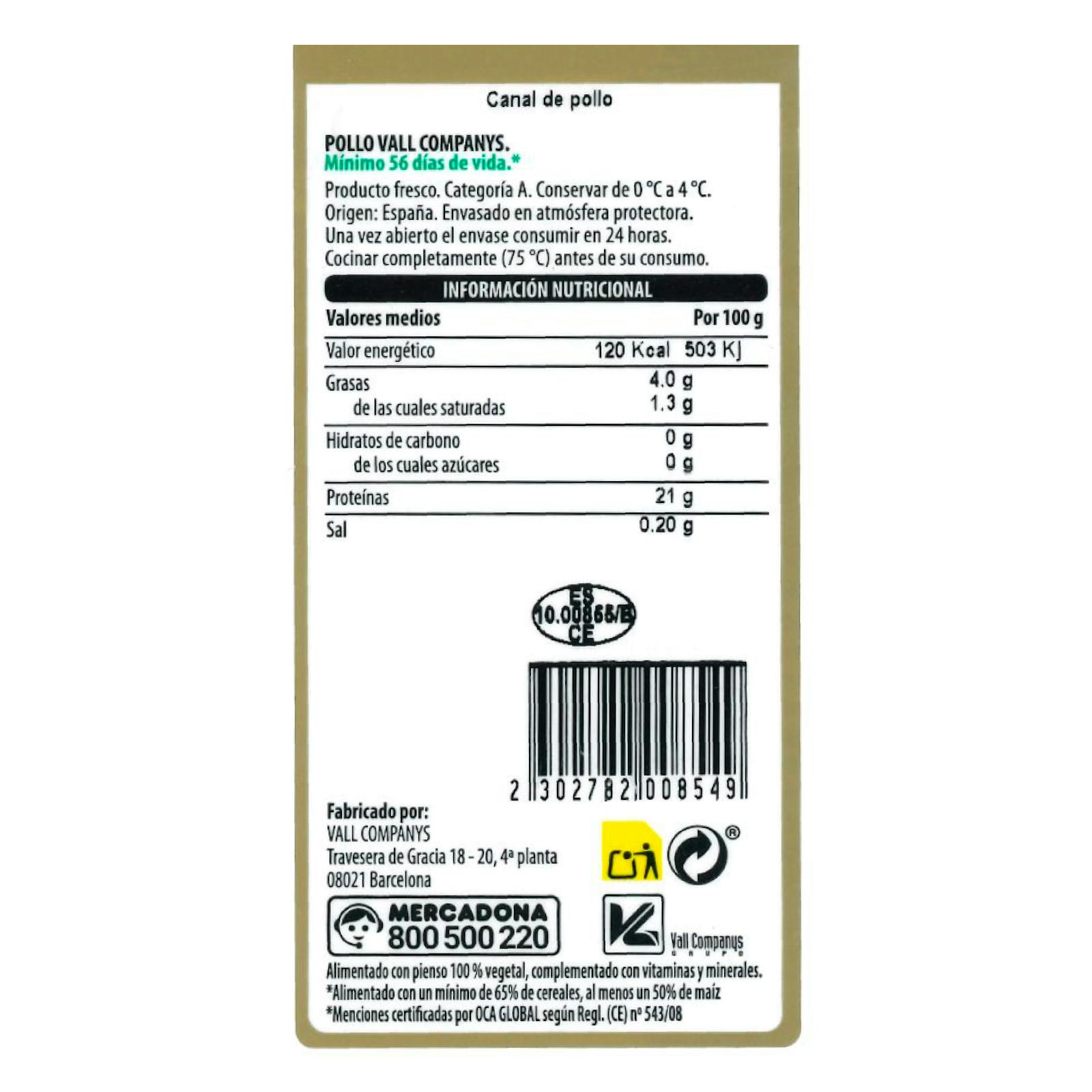 Poulet entier certifié nourri à 50 % de maïs