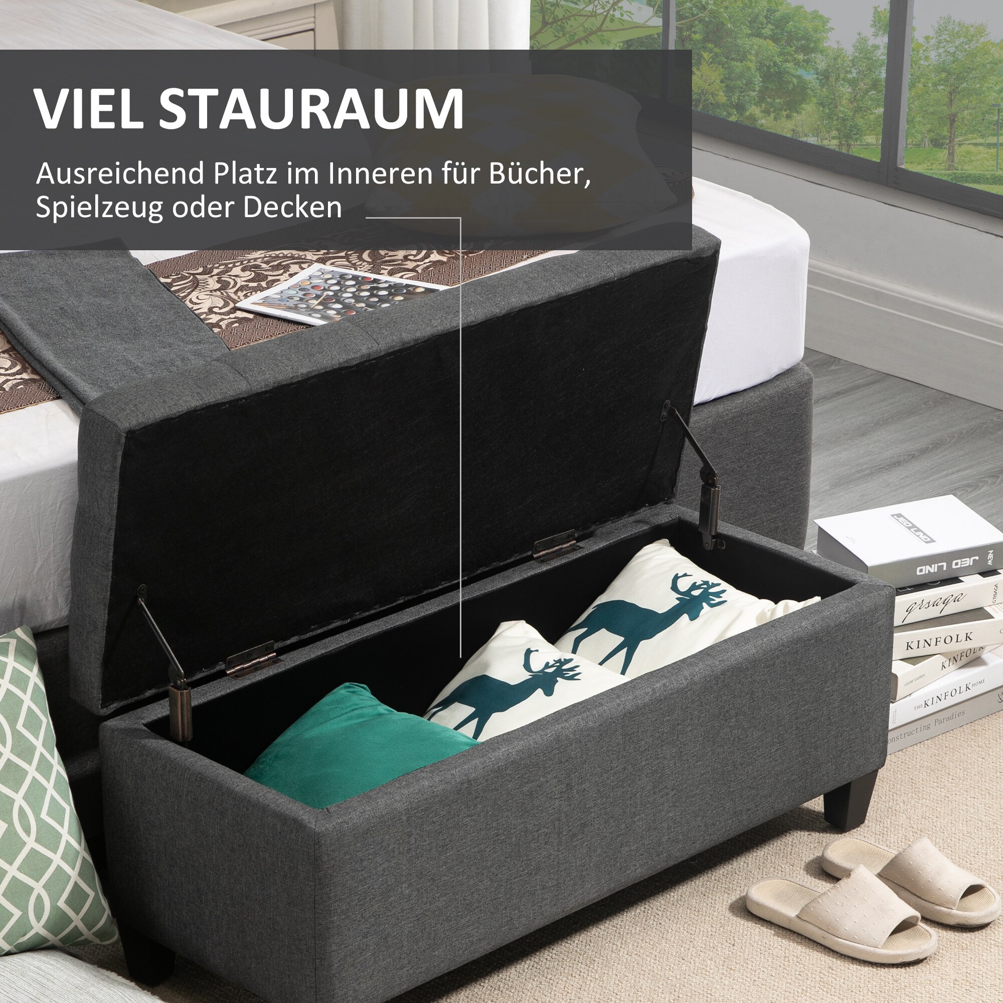 HOMCOM Sitzbank mit Stauraum 100B x 40T x 44H cm