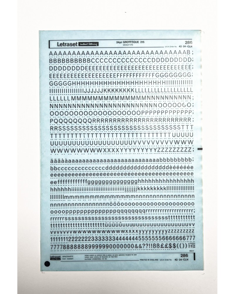 Letraset 286 - GROTESQUE 215 -24pt