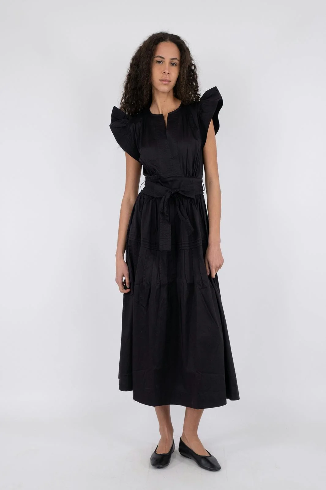 Neo Noir Marine Cotton Satin Dress