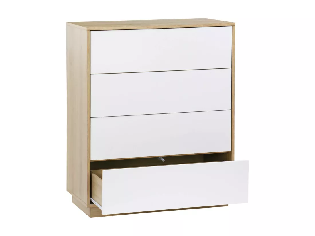 Commode de rangement 4 tiroirs effet bois bicolore
