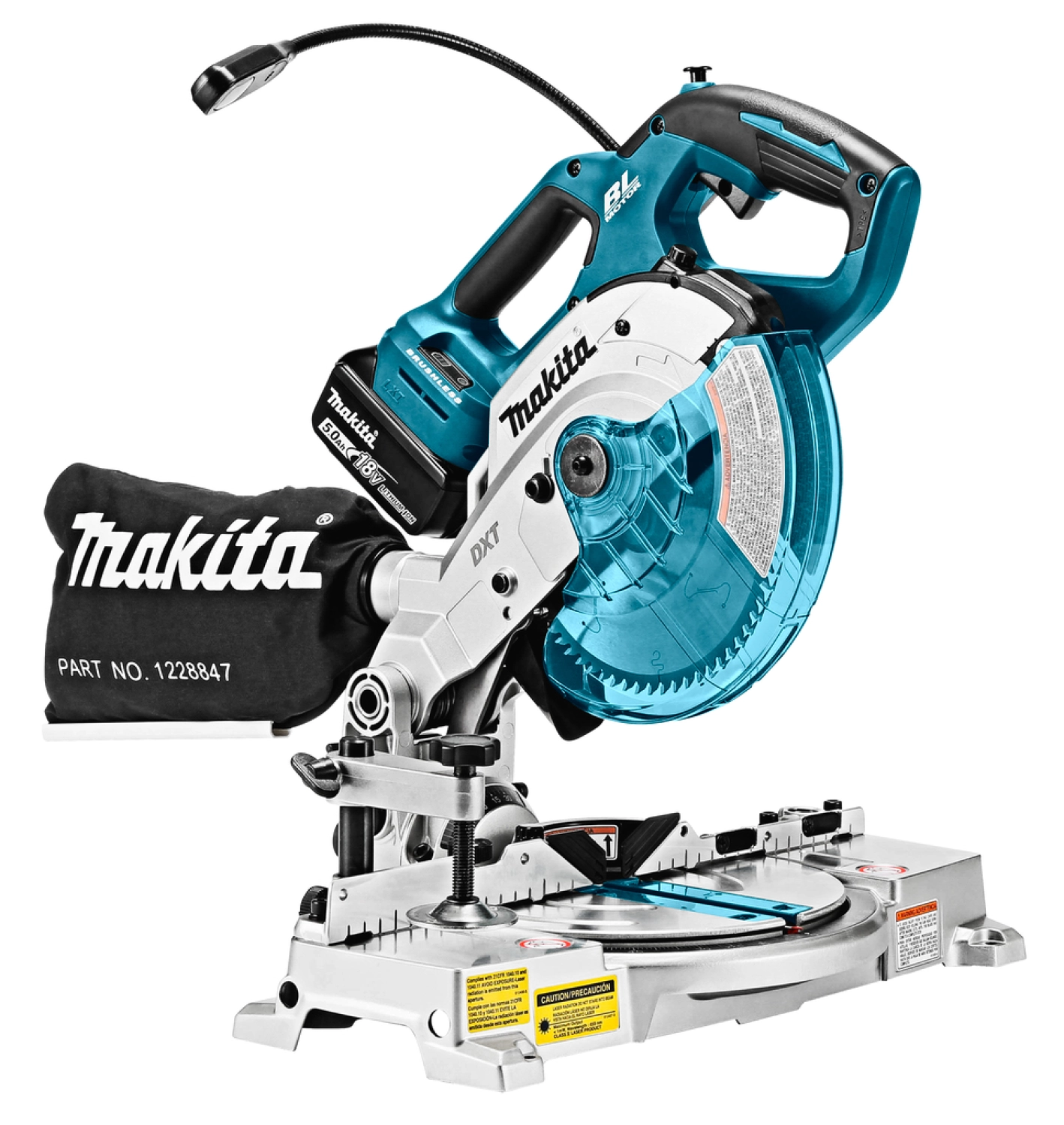 Makita DLS600RTE 18V Li-Ion accu afkort- en verstekzaag set (2x 5.0Ah accu) - 165 x 20mm - koolborstelloos