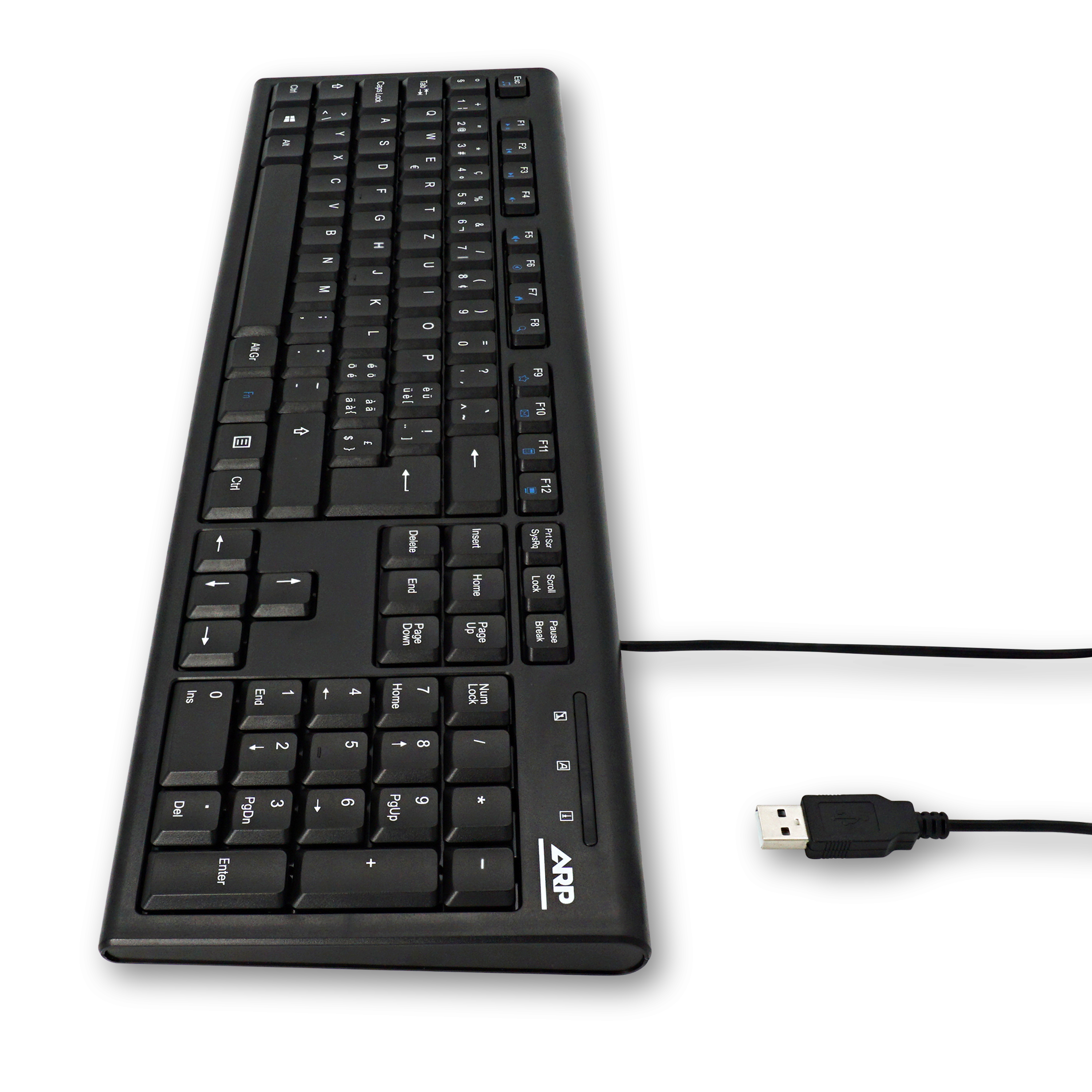 Universal USB Tastatur Keyboard CH Layout   Zahlenblock (QWERTZ) - Schwarz