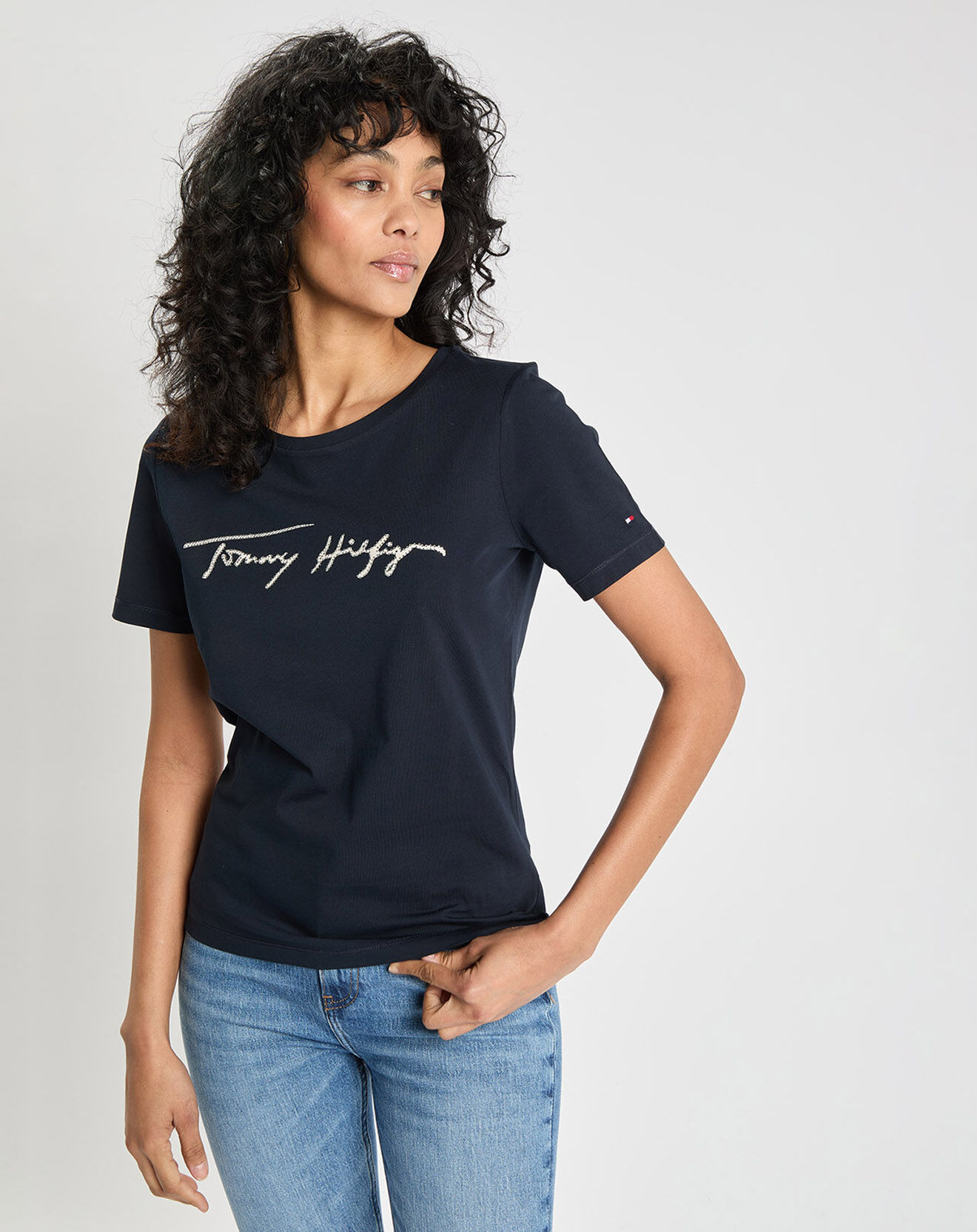 Tommy Hilfiger T-Shirt Signature Strass bleu marine