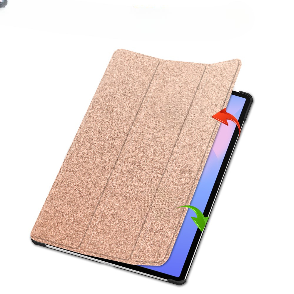 Samsung Galaxy Tab S10 FE  Plus Flipcase Hülle Ledertasche mit Aufstellfunktion Litchi Look   S-Pen Halterung - Roségold