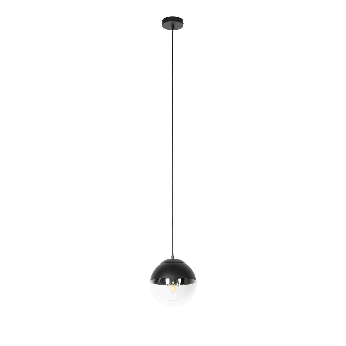 Retro hanglamp zwart met helder glas 20 cm - Eclipse
