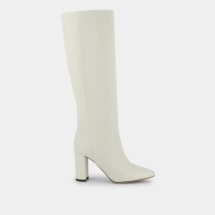 Bottes hautes  en cuir écru