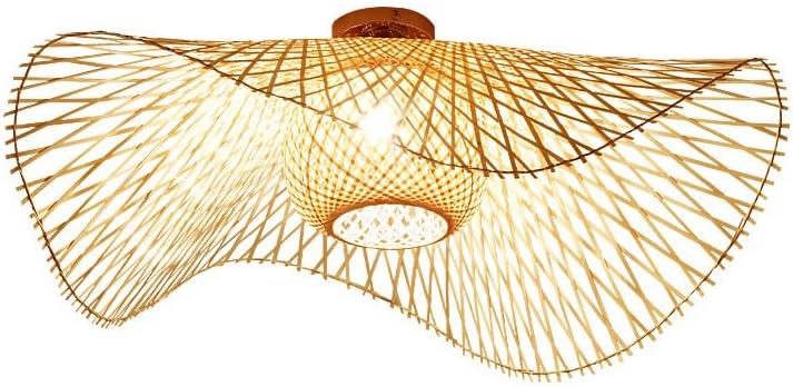 Deckenleuchte Bambus E27 Deckenlampe Boho Style Retro Natürliche Gewebte Lampenschirm Rattan Schlafzimmer Lampe Restaurant Licht Landbeleuchtung Esszimmer Hängeleuchten Wohnzimmer Beleuchtung(75