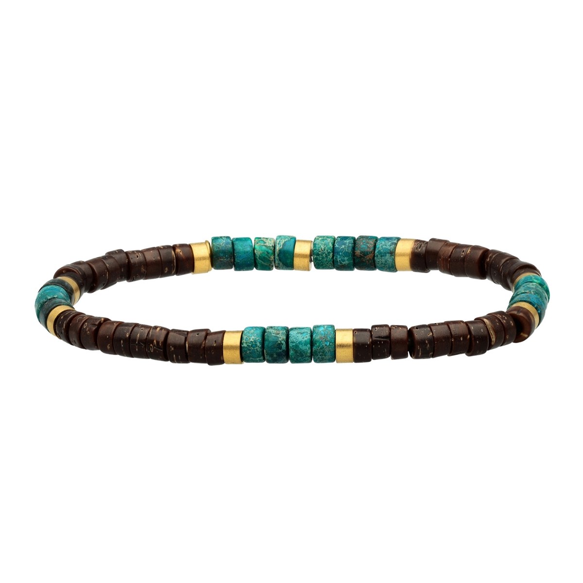 Bracelet Perles Heishi 4mm Coconut Et Jaspe Vert Impériales-Large-20cm