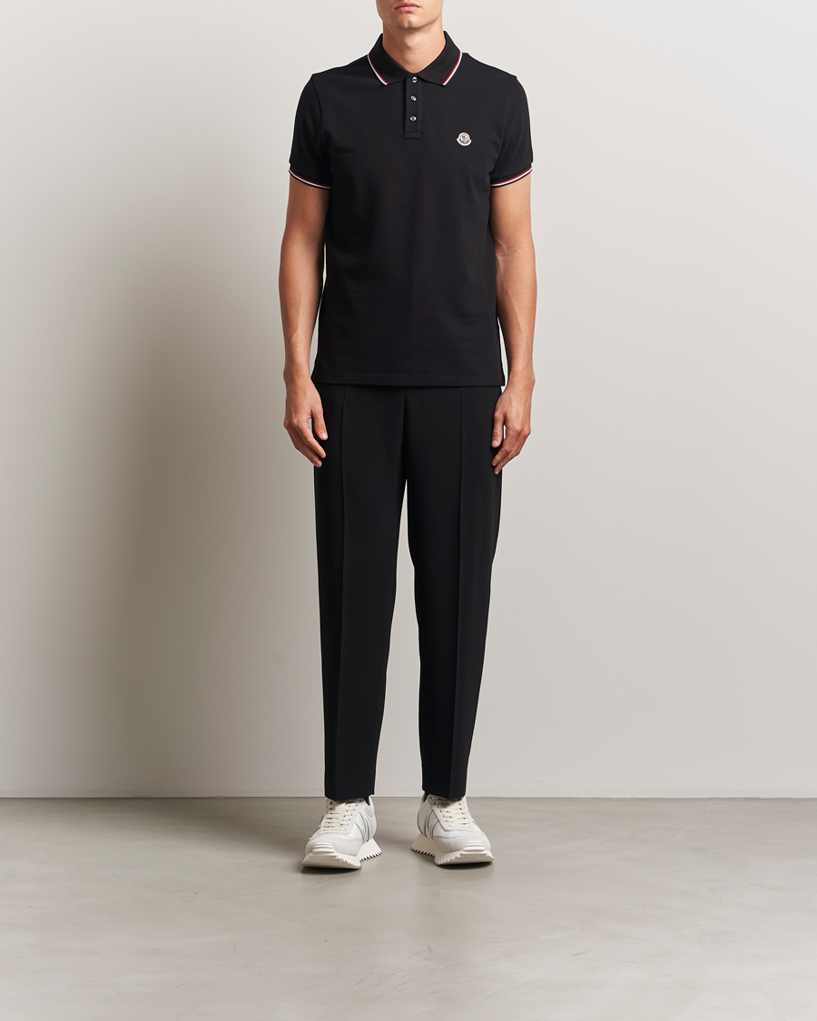 Moncler Contrast Rib Polo Black