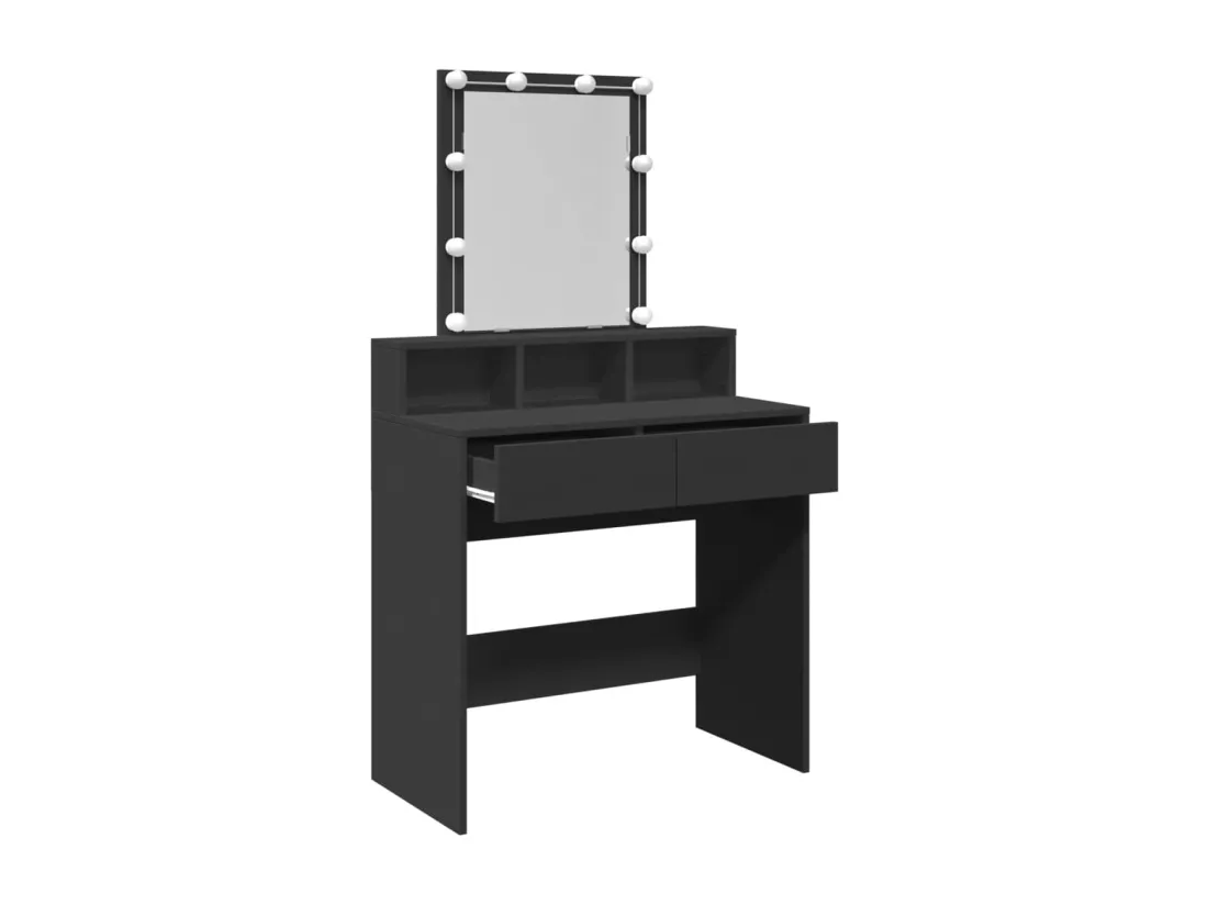 Coiffeuse avec LED noir 80x41x144,5 cm