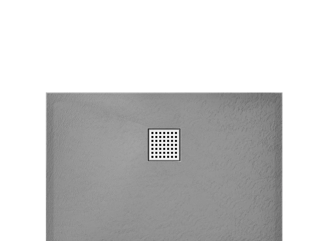 Receveur extra-plat à poser ou à encastrer découpable en résine SMC avec siphon - Gris - 140 x 90 cm - MIRNOSA