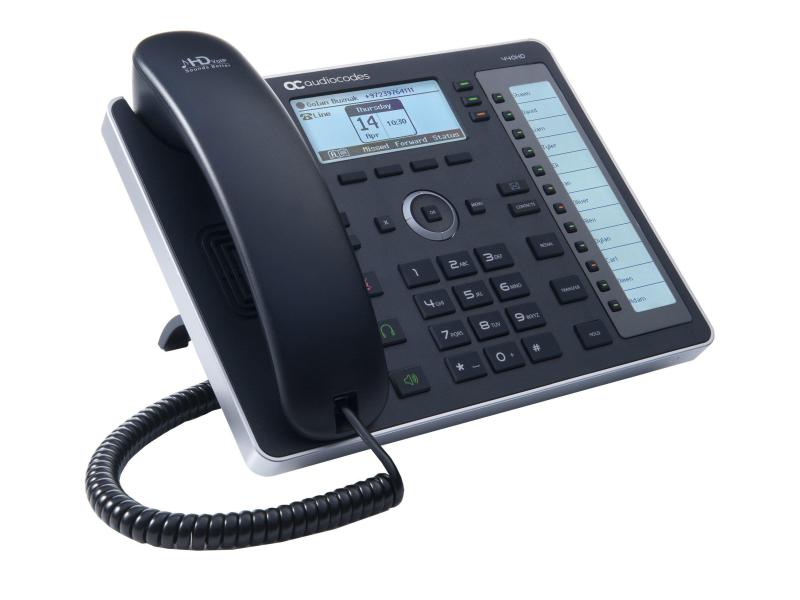 Audiocodes Tischtelefon 440HD Skype for Business Schwarz Ein modernes Business-Telefon der Mittelklasse mit integriertem Sidecar für Kurzwahlkontakte und Präsenzüberwachung