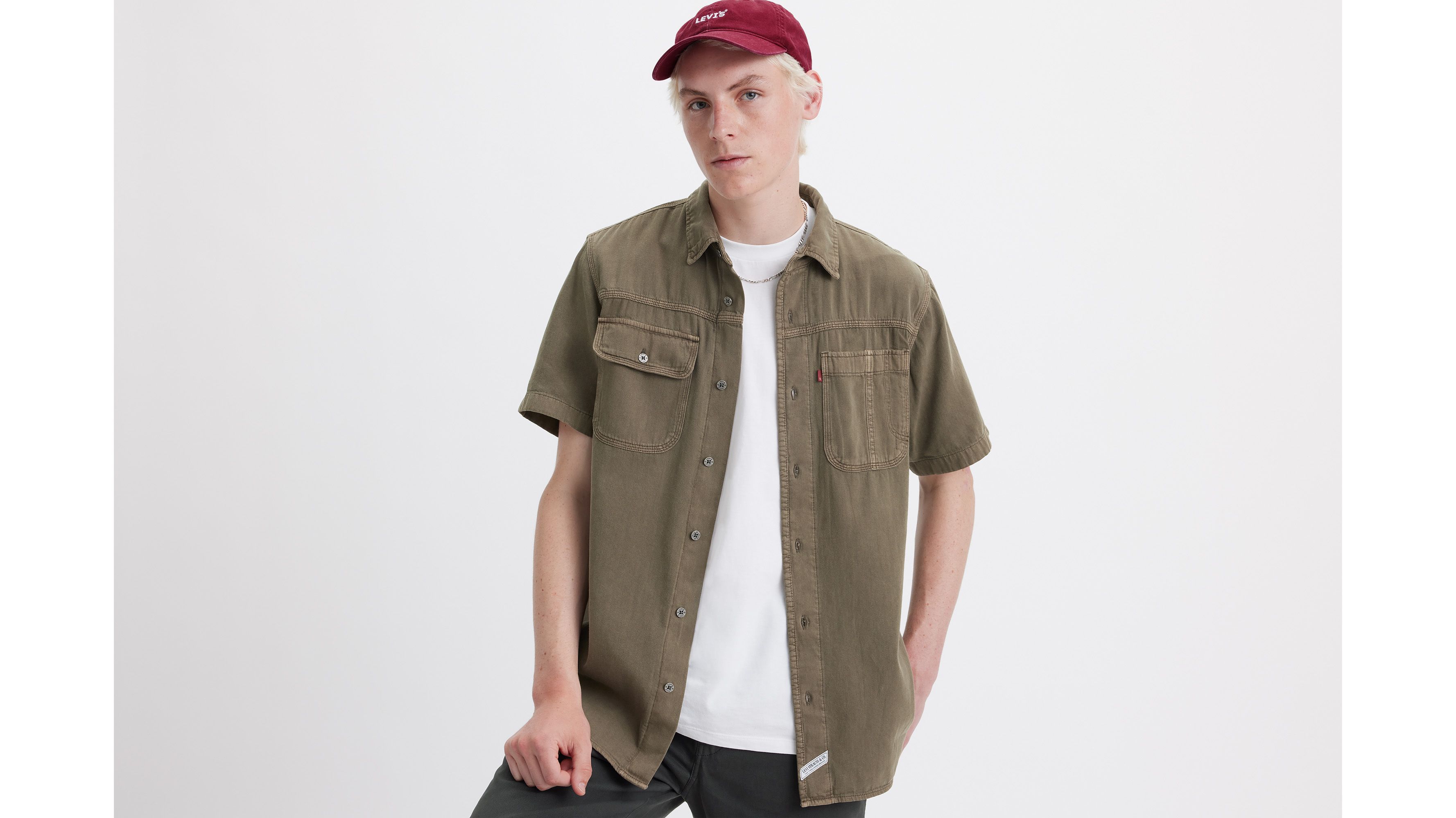 Chemise Worker manches courtes Auburn - Otter Natural Garment Dye - Marron