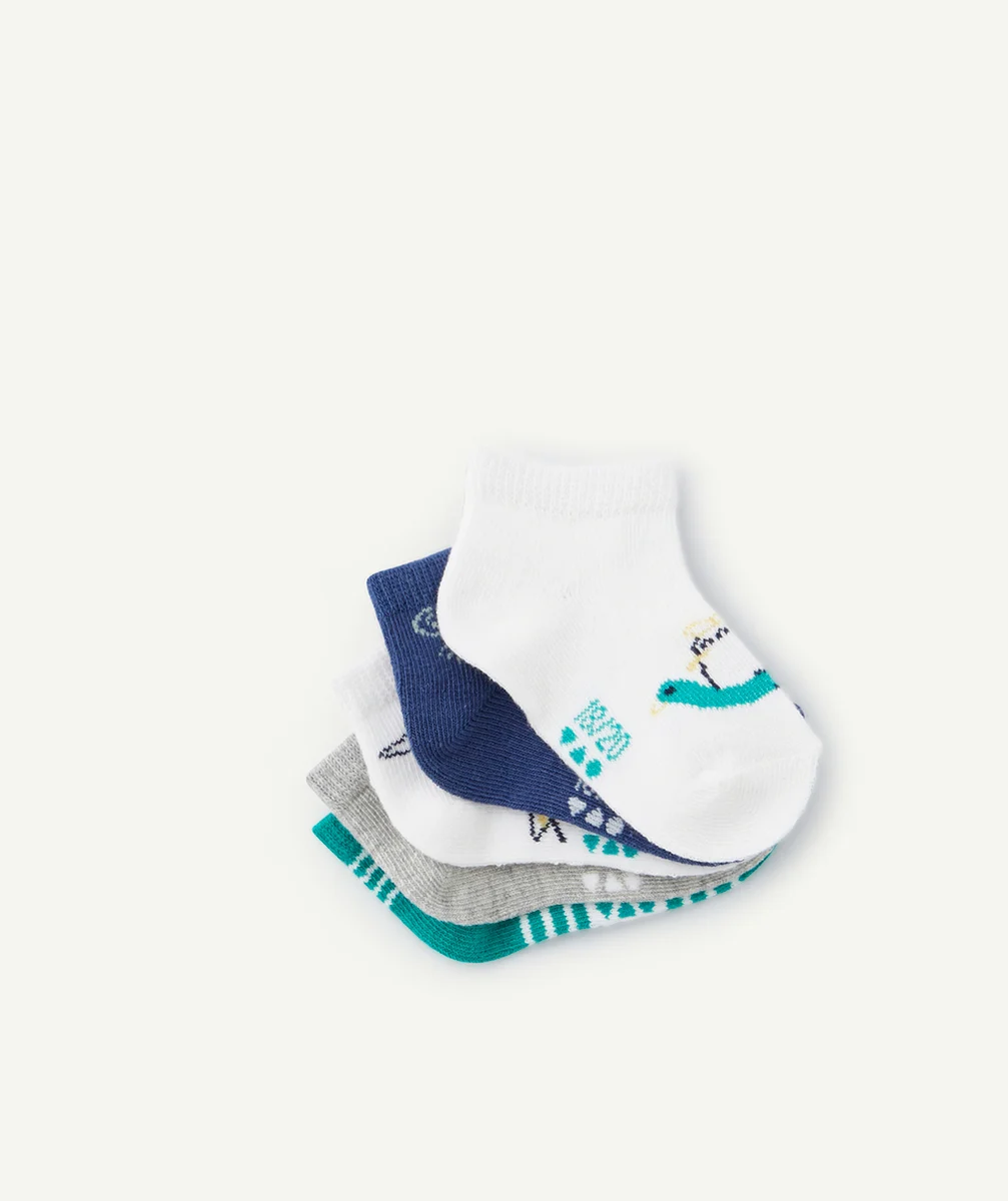 LOT DE 5 CHAUSSETTES POUR BÉBÉ GARÇON UNIES ET IMPRIMÉES