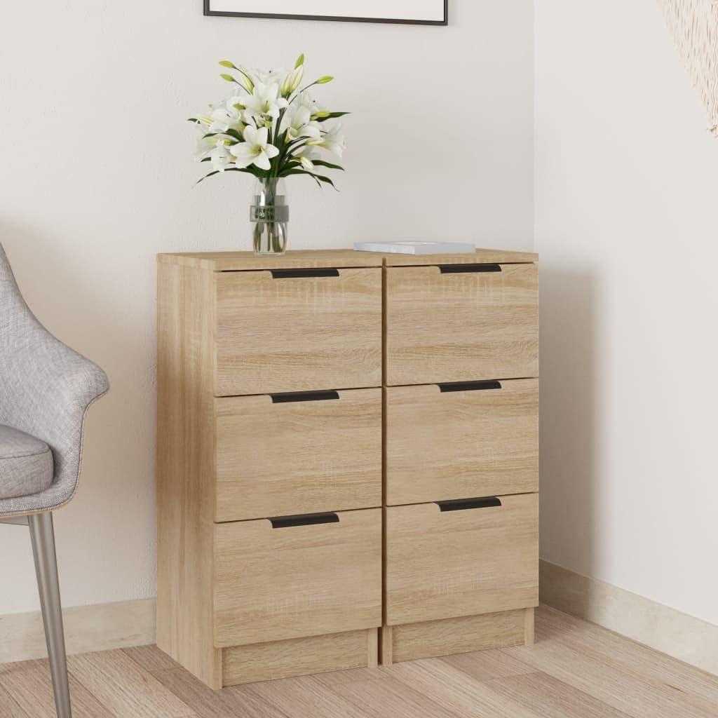 Sideboards 2 STK. Sonoma-Eiche 30x30x70 cm Flurschrank KüChenschrank Schrank Klein Kommode Schmal Flurschrank Schmal Badezimmerschrank Komodenschrank Wohnzimmerschrank