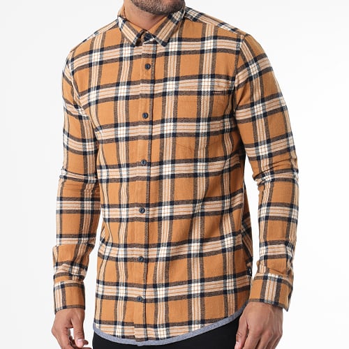 Chemise Manches Longues A Carreaux Moby 25-227 Camel Beige