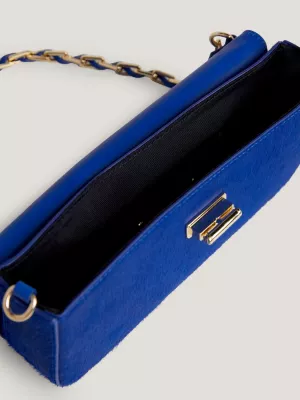 Bolsa transversal em couro de bezerro com fecho giratório