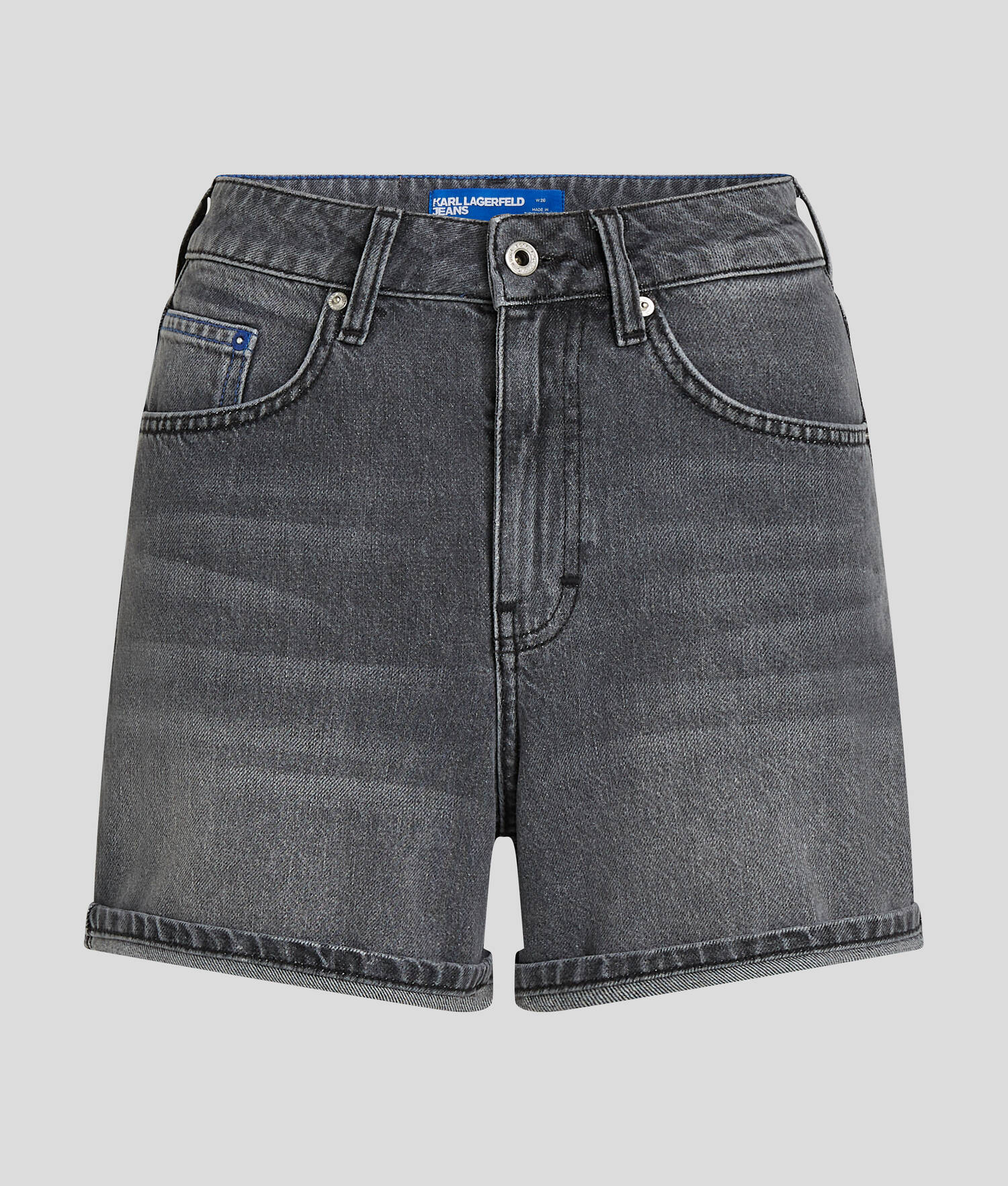 SHORT EN DENIM TAILLE HAUTE - Denim gris délavé