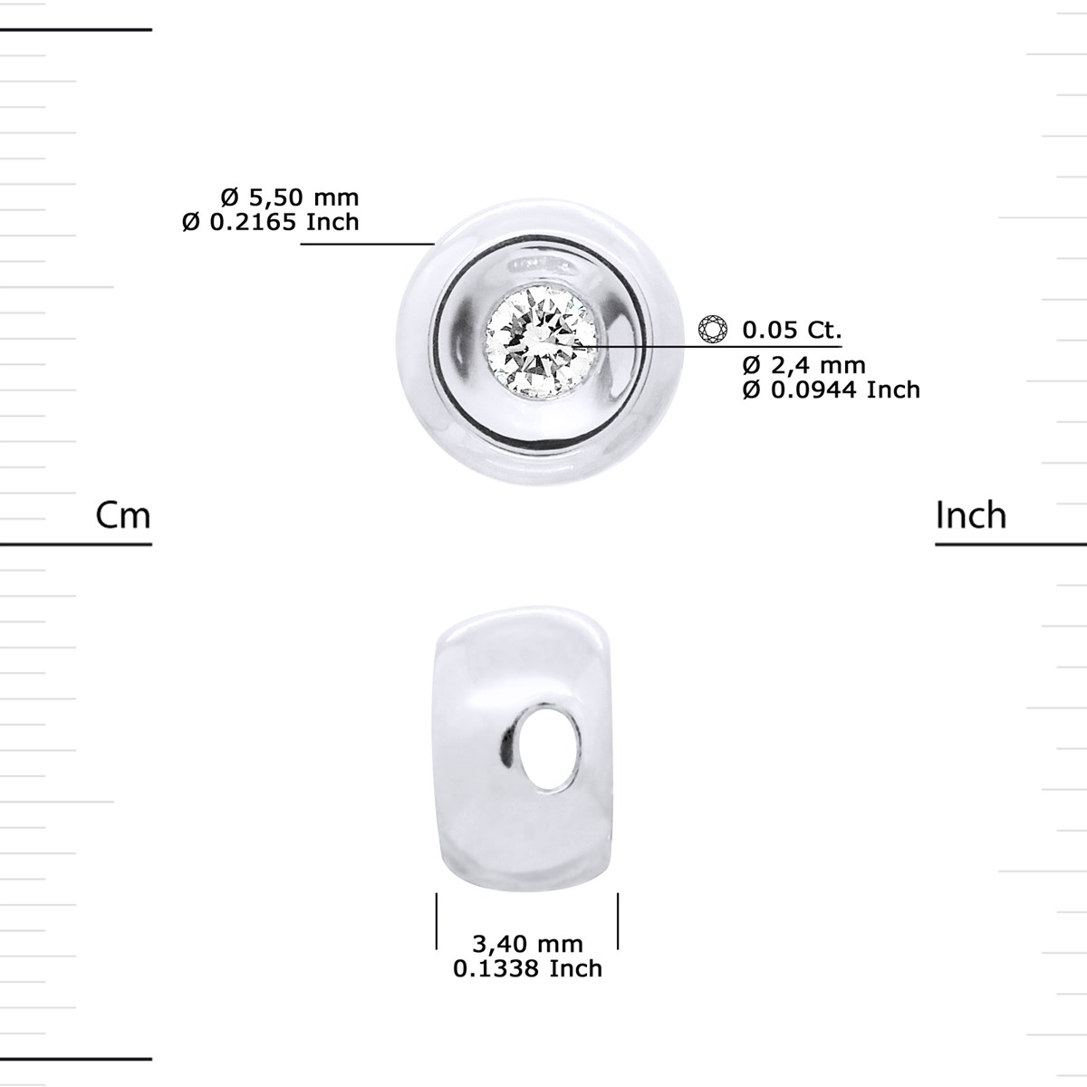 Bracelet Diamant 0,050 Cts Nylon Transparent Argent 925
