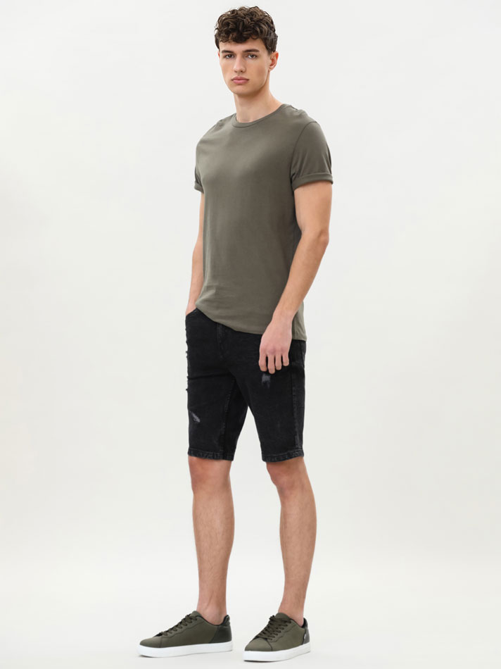 Bermuda jeans skinny stretch - Preta