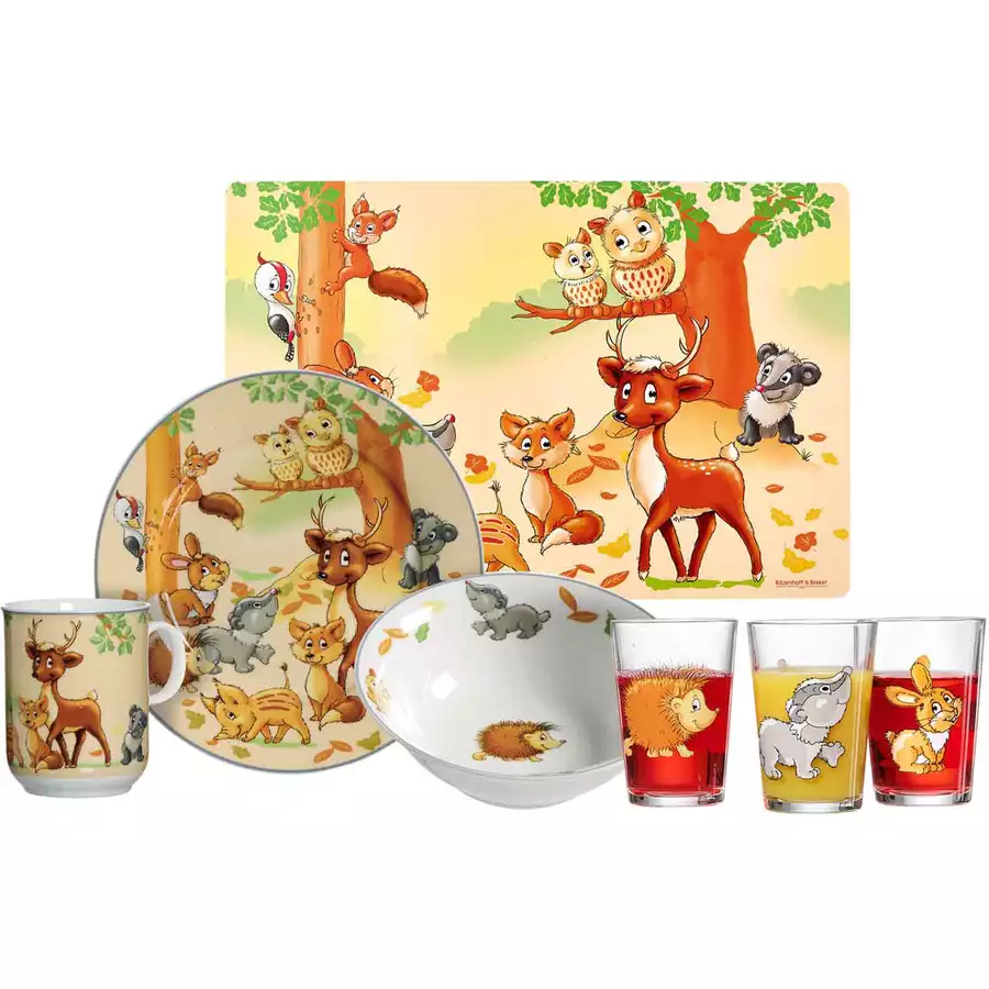 Ritzenhoff & Breker GmbH & Co. KG Geschirr-Set mit Kinderbecher Waldtiere 7er Set bunt