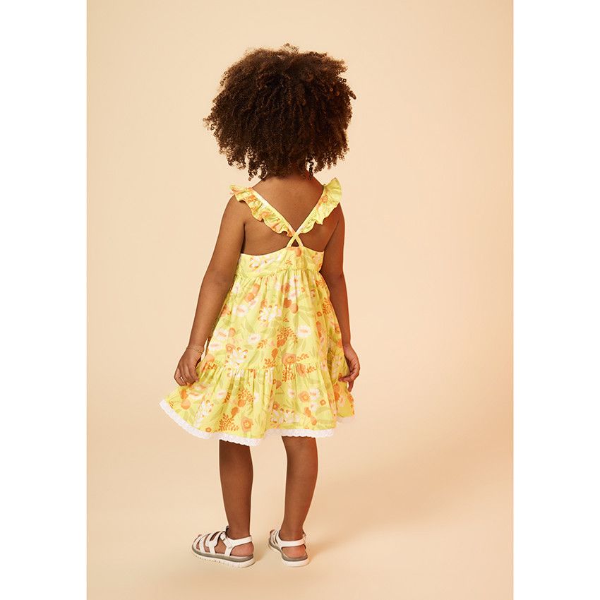 Robe à bretelles imprimé fleurs pour bébé fille - Blanc