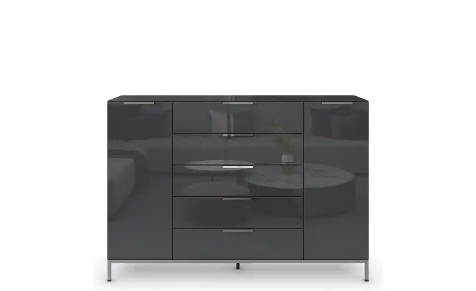 Highboard verchromt 160 cm Basaltgrau