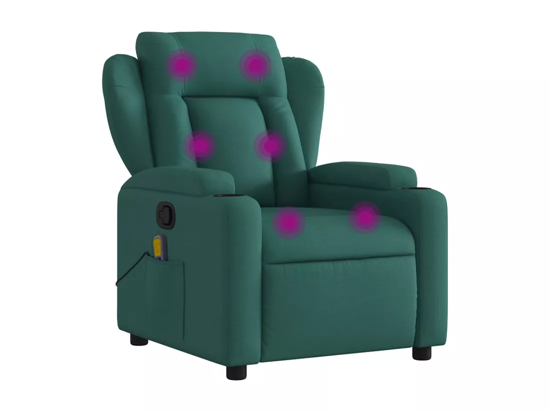 Fauteuil massant inclinable Vert foncé Tissu