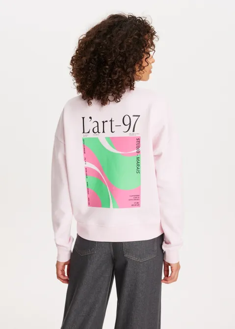 Sweater met print art roze (ROS.L)