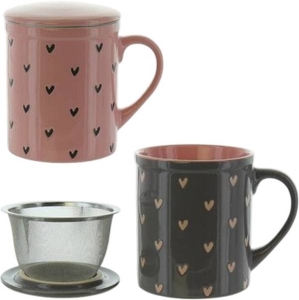 HERBORISTERIA Packung mit 2 Tassen Heart Grey&Rose