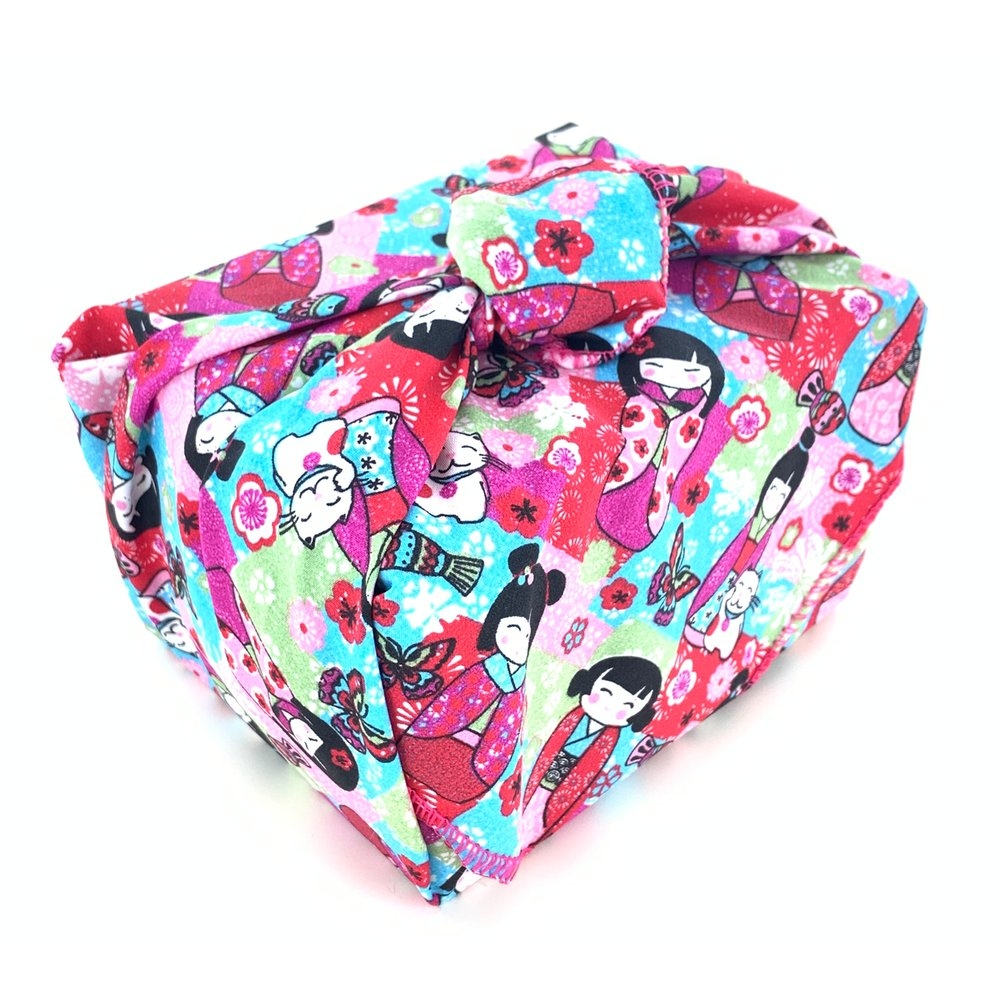 Furoshiki Moyen 48 X 48 Cm Kokeshis