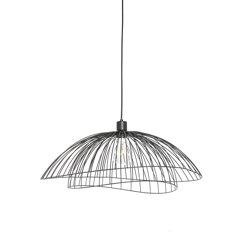 Design hanglamp zwart met dubbele kap 66cm - Pua