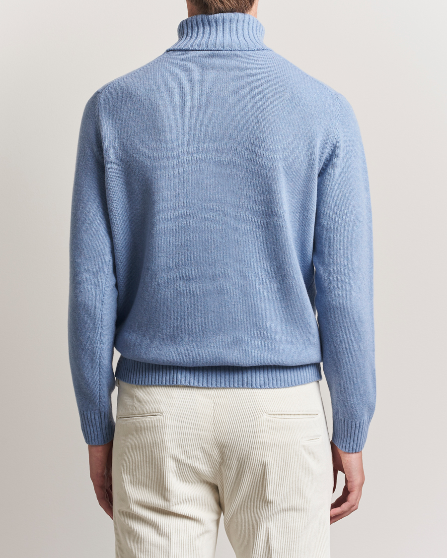 Morgano Wool/Cashmere Heavy Knit Rollneck Light Blue