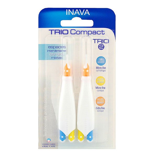 Trio Compact Brossettes Interdentaires et 3 Recharges Trio 2 (étroit mixte) micro fine