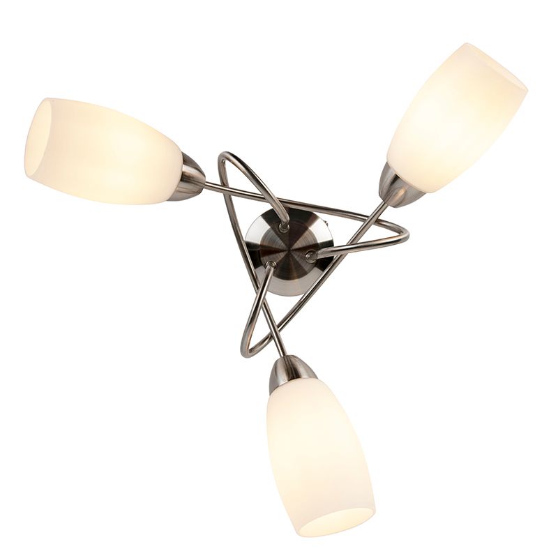 Klassieke plafondlamp staal 3-lichts - Fortress