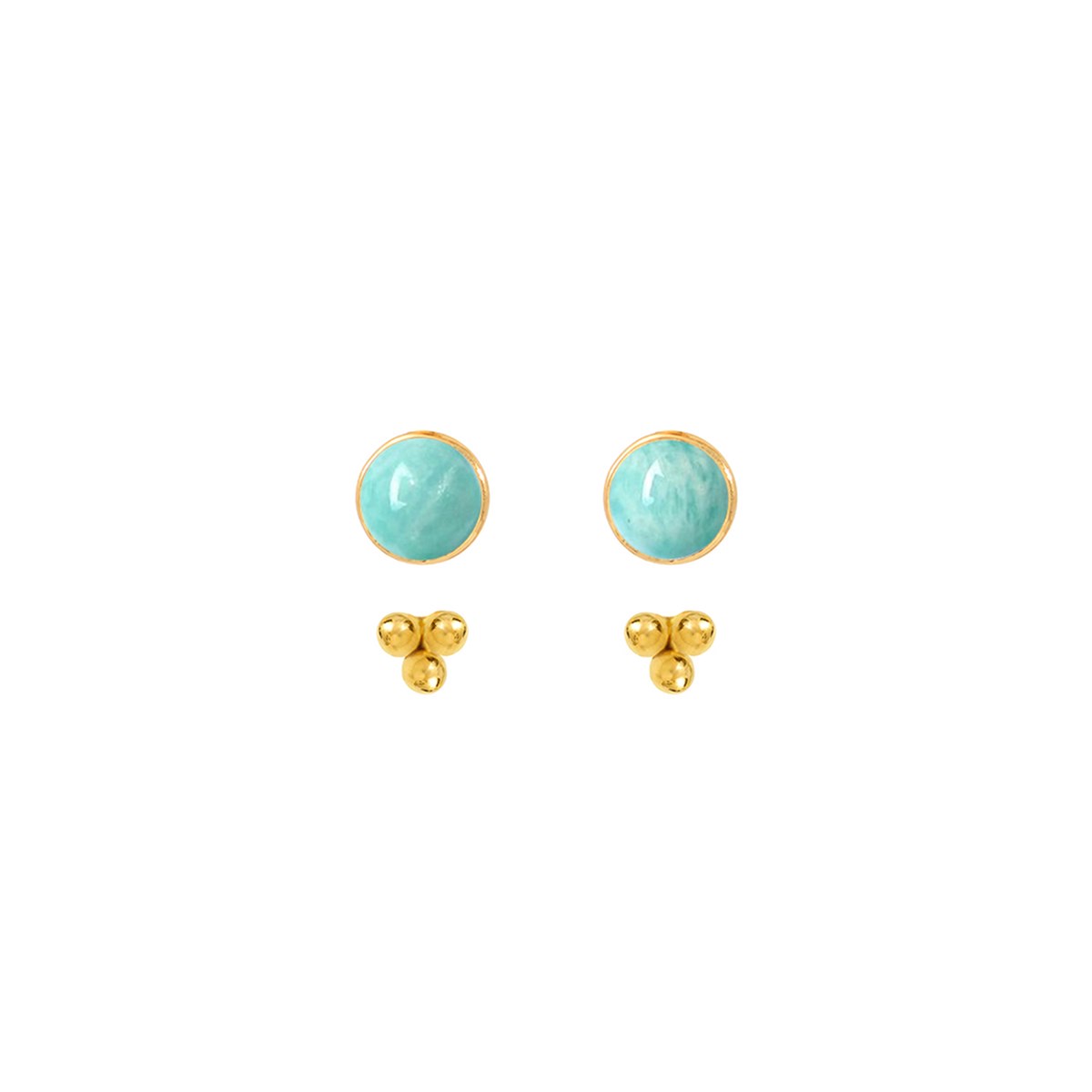 Puces Chloé Amazonite et Dessous d'Oreilles 3 Perles