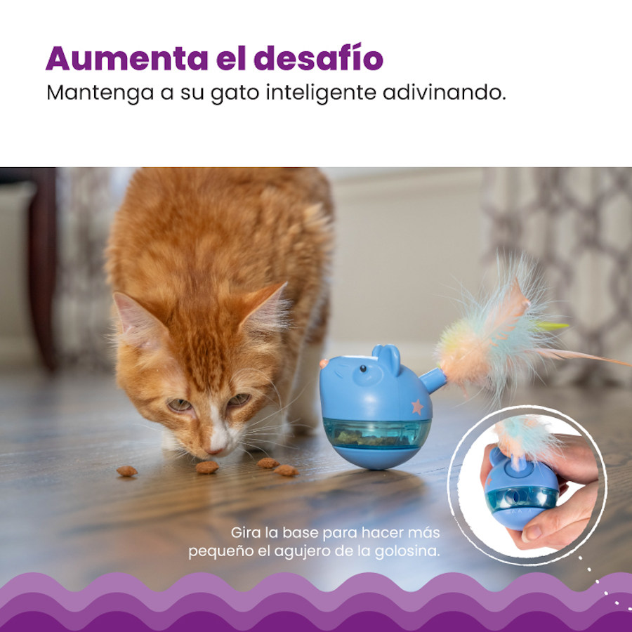 Outward Hound Catstages Hunt n'Swat Treat Tumbler - Rato Interativo com Penas para Gatos
