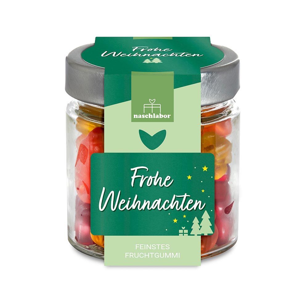 naschlabor Frohe Weihnachten Fruchtgummi im Geschenkglas