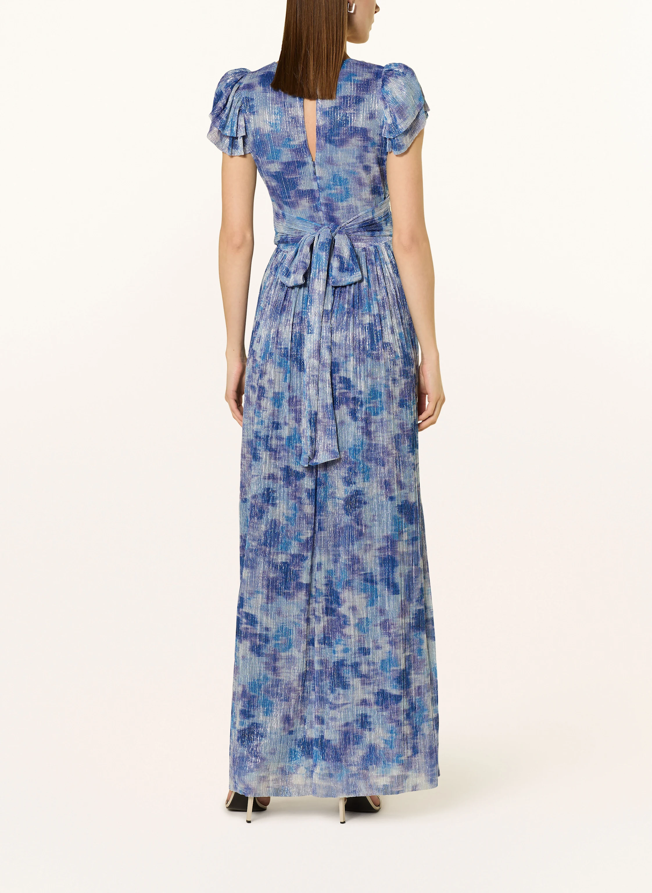 SWING Abendkleid mit Plissees und Glitzergarn