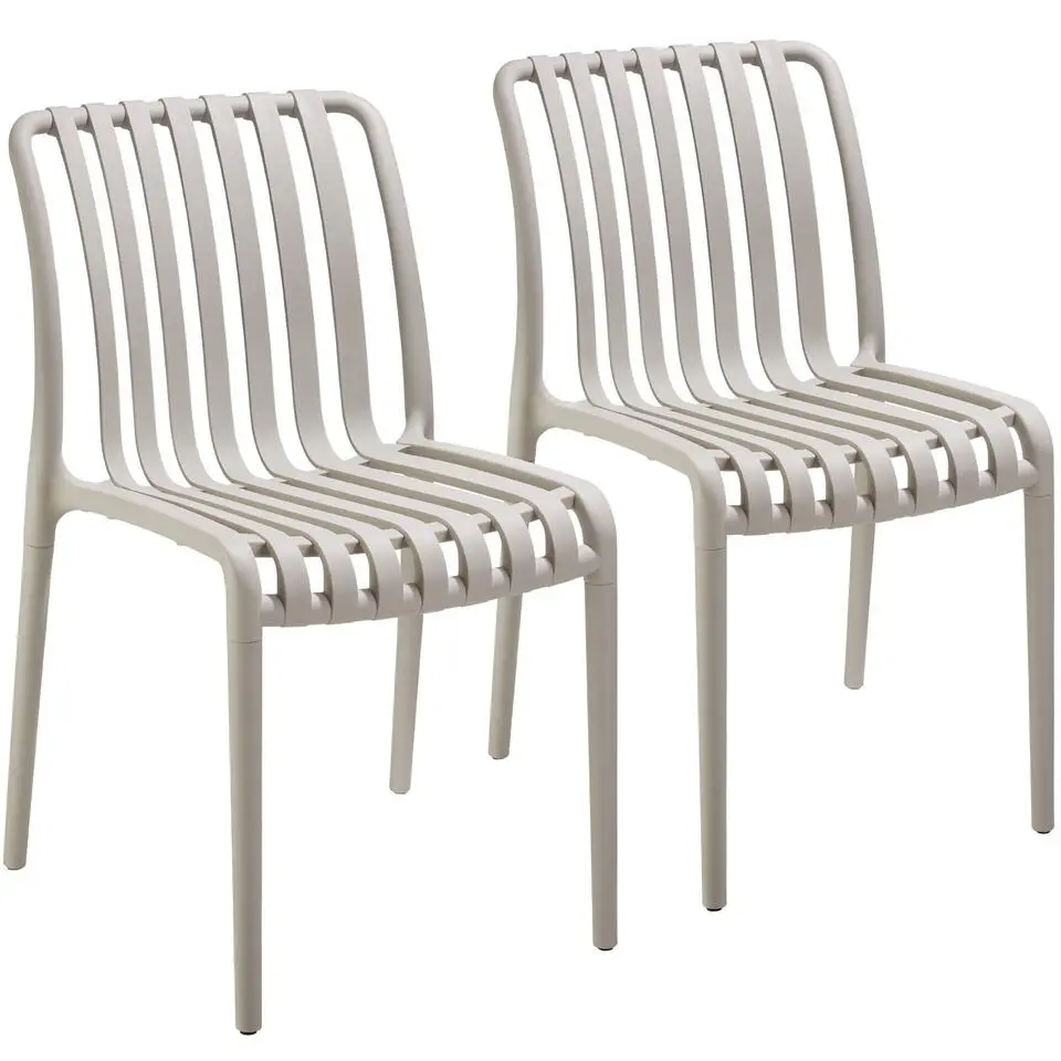 tectake Tuinstoelen Alcudia, weerbestendig, stapelbaar, Taupe