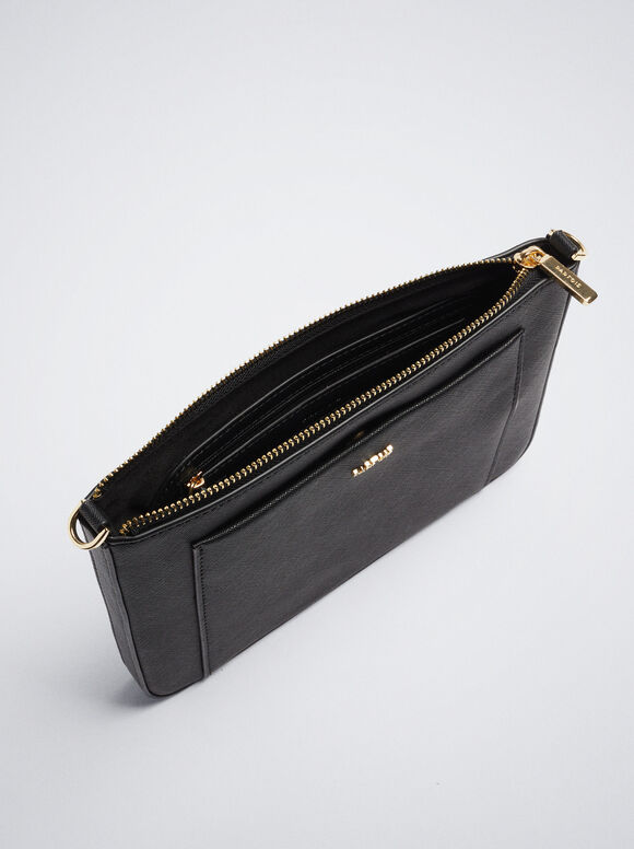 Bolsa de ombro com bolso externo - Preta