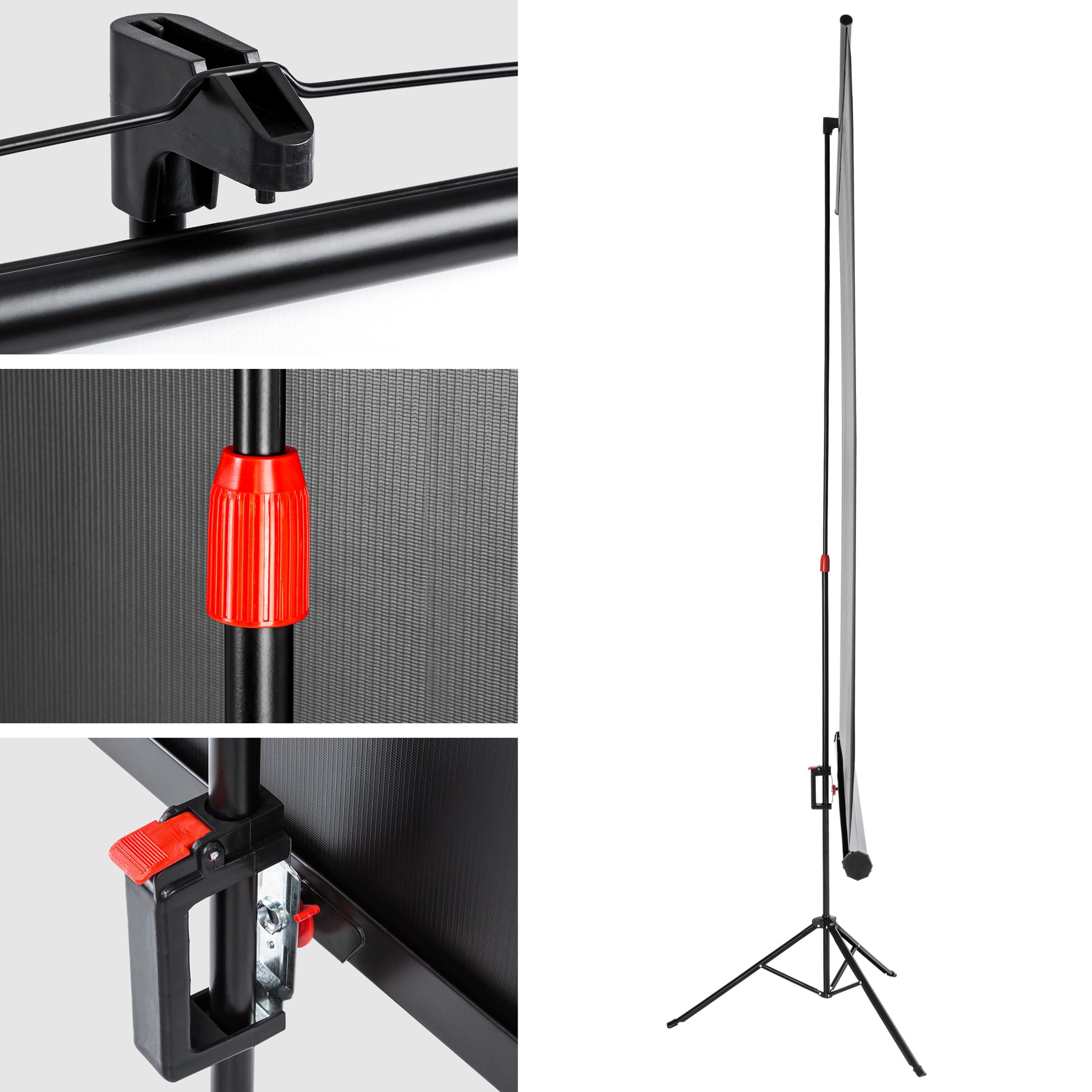 tectake® Beamer-Leinwand, ausziehbar, verschiedene Formate, Doppelschicht-Gewebetuch, faltenfrei