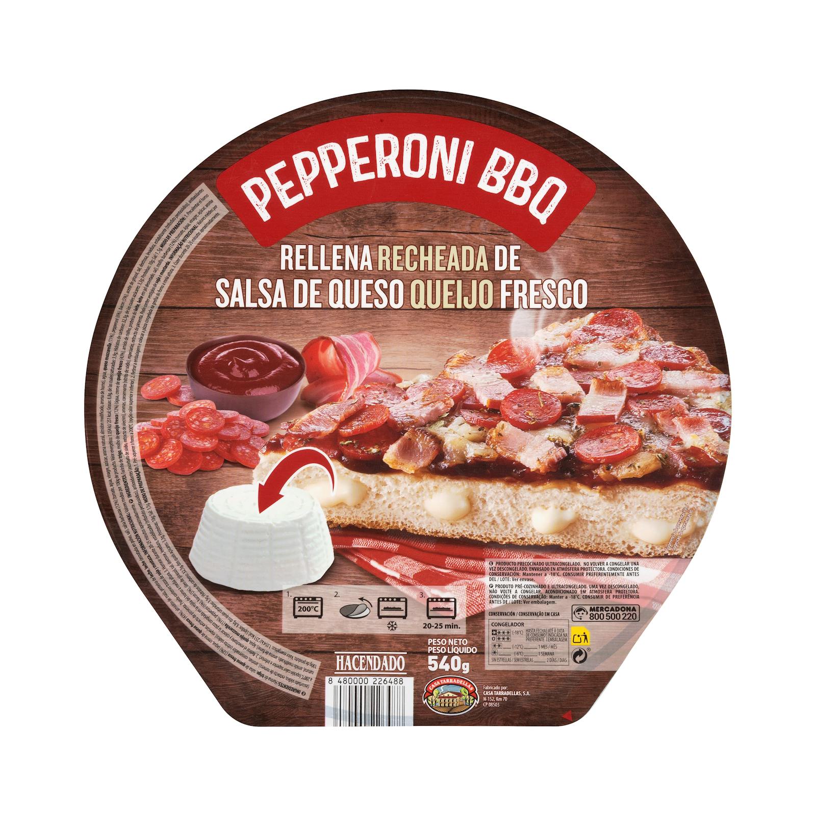 Pizza au pepperoni barbecue Hacendado surgelée